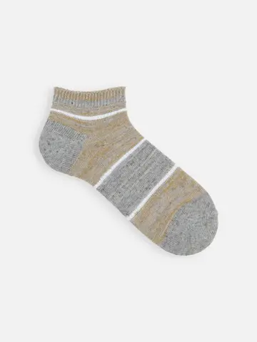 【Tabio MEN】綿麻引き揃えボーダースニーカー丈ソックス