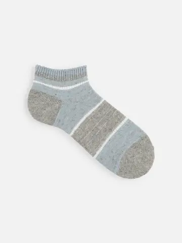 【Tabio MEN】綿麻引き揃えボーダースニーカー丈ソックス