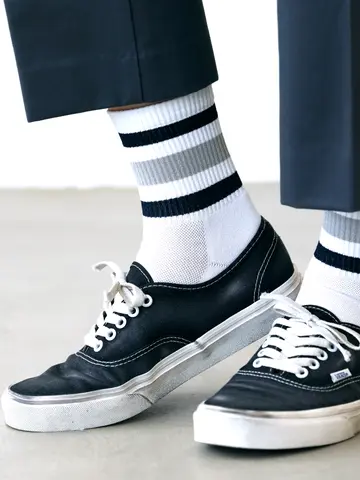 【Tabio MEN】和紙３本ラインショートソックス