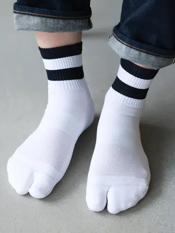 【Tabio MEN】和紙２本ラインショートソックス
