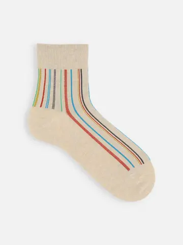 【Tabio MEN】マルチカラーストライプショート丈ソックス