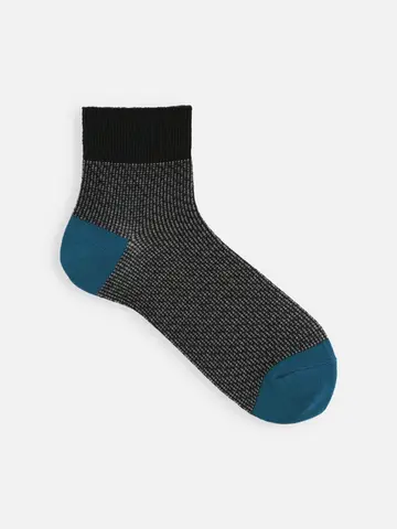 【Tabio MEN】綿麻２面切り替えショートソックス