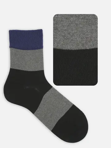 【Tabio MEN】ゴムなし太切り替えショートソックス