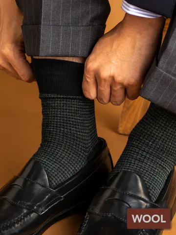 【Tabio MEN】メンズ ウールハンドトゥースショートソックス