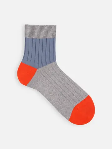 【Tabio MEN】綿リブカラーパネルショートソックス