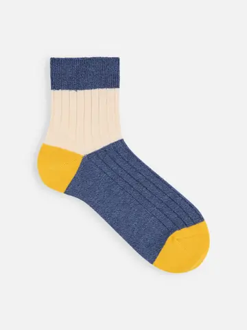 【Tabio MEN】綿リブカラーパネルショートソックス