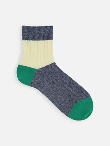 【Tabio MEN】綿リブカラーパネルショートソックス