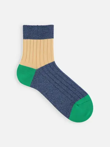 【Tabio MEN】綿リブカラーパネルショートソックス