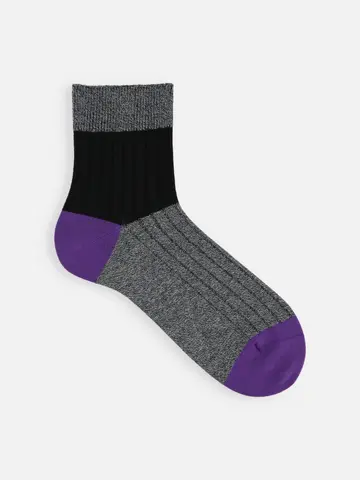 【Tabio MEN】綿リブカラーパネルショートソックス