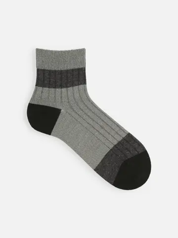 【Tabio MEN】梳毛カラーブロックショートソックス
