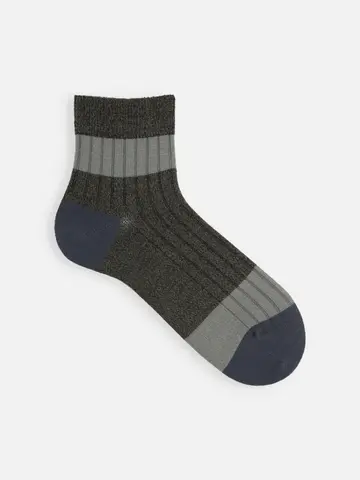 【Tabio MEN】梳毛カラーブロックショートソックス