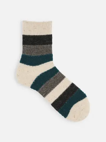 【Tabio MEN】ウールネップ異素材ボーダーショートソックス