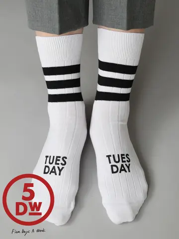 【Tabio MEN】ほぼ日 5DAYS A WEEK 3本ラインリブショート