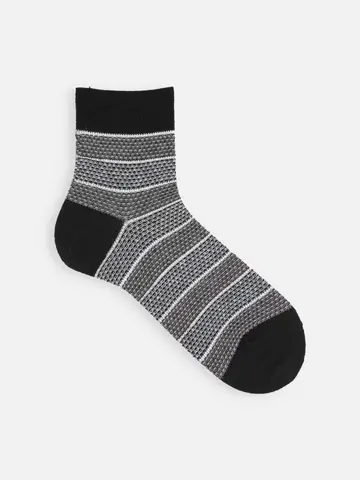 【Tabio MEN】綿麻太ボーダーショートソックス