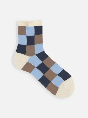 【Tabio MEN】ブロックチェックショートソックス