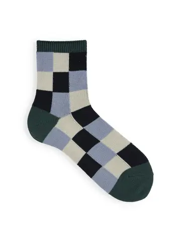 【Tabio MEN】ブロックチェックショートソックス