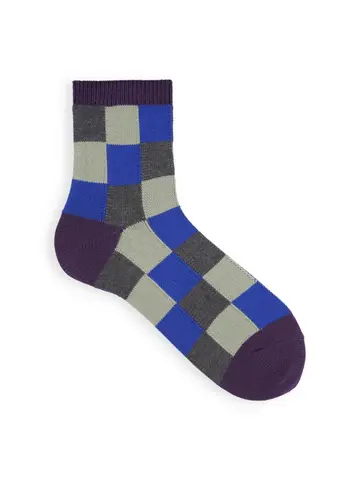 【Tabio MEN】ブロックチェックショートソックス