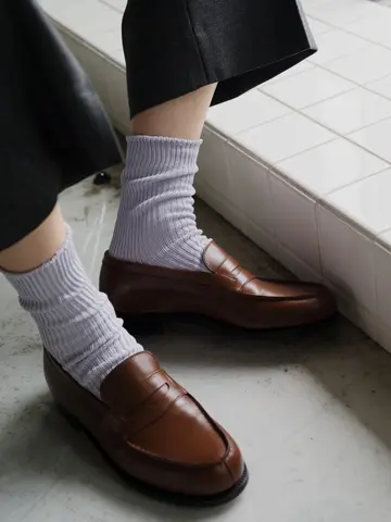 SALE！【Tabio MEN】シルケット 1×1リブショートソックス