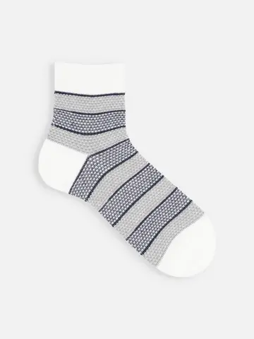 【Tabio MEN】綿麻太ボーダーショートソックス(27.0～29.0cm)