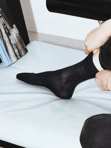 【Tabio MEN】綿麻ピンドットショートソックス