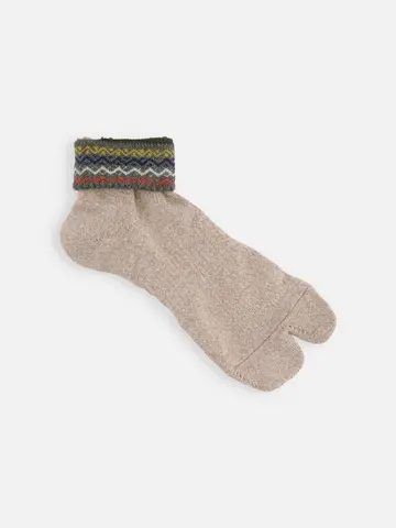 【Tabio MEN】折返し波柄パイル足袋ショート丈ソックス