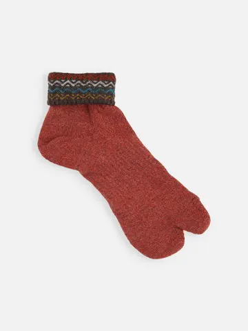 【Tabio MEN】折返し波柄パイル足袋ショート丈ソックス