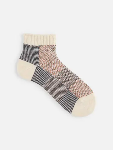 【Tabio MEN】綿麻ブロックメッシュショート丈ソックス