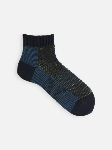 【Tabio MEN】綿麻ブロックメッシュショート丈ソックス