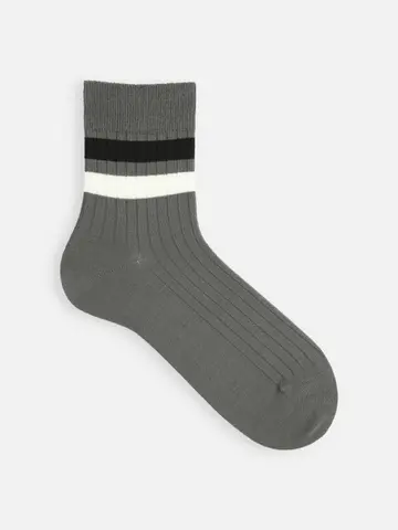 SALE!【Tabio MEN】梳毛バイカラーラインショート丈ソックス
