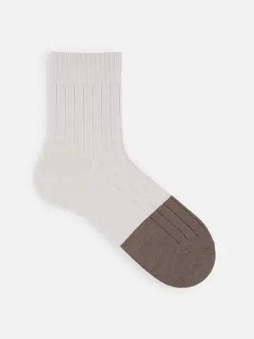 【Tabio MEN】つま先ウール切替リブショート丈ソックス