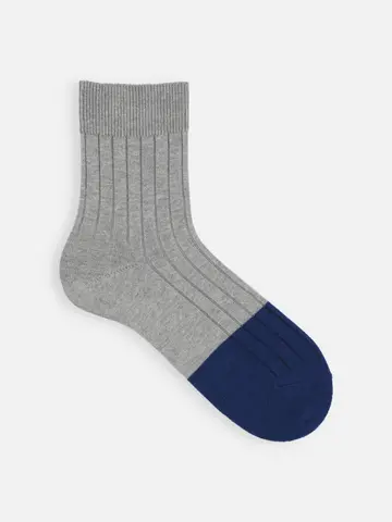 【Tabio MEN】つま先ウール切替リブショート丈ソックス