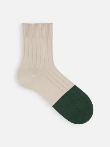 【Tabio MEN】つま先ウール切替リブショート丈ソックス