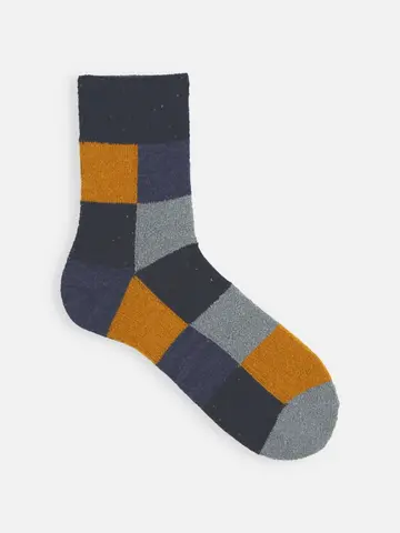 【Tabio MEN】ウールネップ異素材ブロックショート丈ソックス