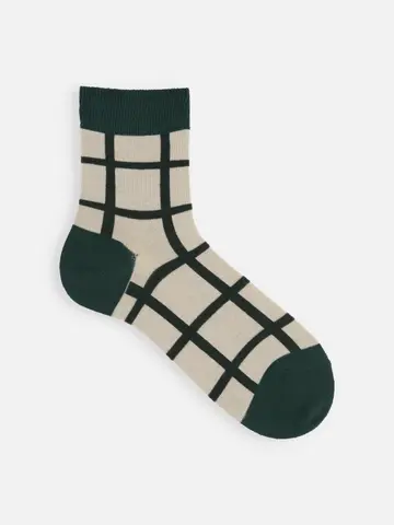 【Tabio MEN】WOOLウィンドウペインショート丈ソックス