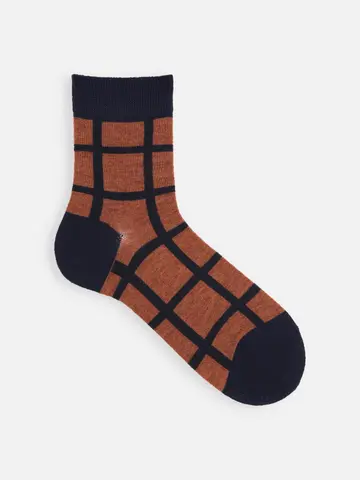 【Tabio MEN】WOOLウィンドウペインショート丈ソックス