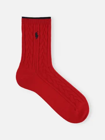【MEN】POLO 綿ウールケーブルショート丈ソックス
