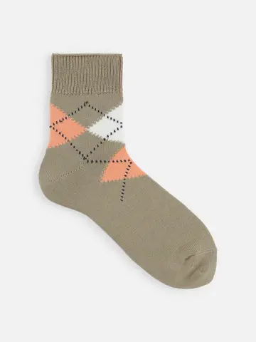 【Tabio MEN】綿アーガイルショート丈ソックス