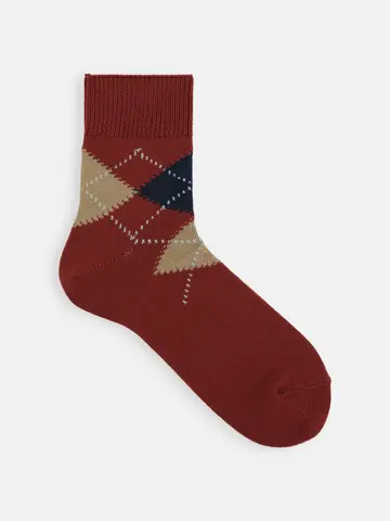 【Tabio MEN】綿アーガイルショート丈ソックス