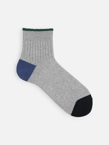 【Tabio MEN】撚り杢リブベタ２面切替ショート丈ソックス