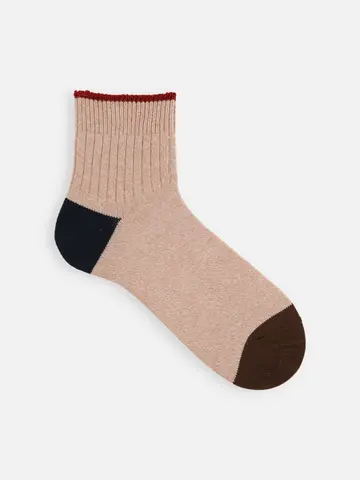 【Tabio MEN】撚り杢リブベタ２面切替ショート丈ソックス