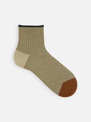 【Tabio MEN】撚り杢リブベタ２面切替ショート丈ソックス