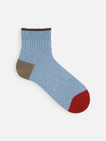 【Tabio MEN】撚り杢リブベタ２面切替ショート丈ソックス