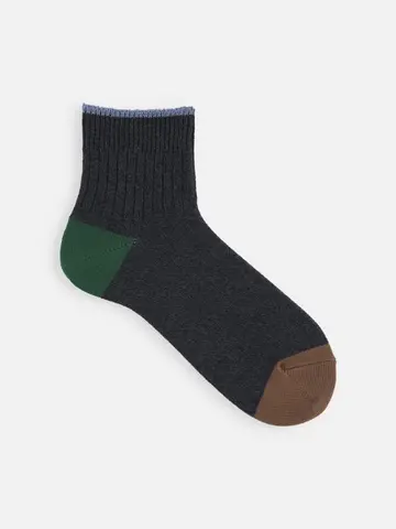 【Tabio MEN】撚り杢リブベタ２面切替ショート丈ソックス