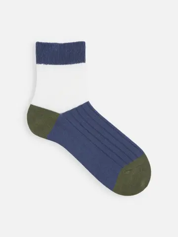 SALE!【Tabio MEN】綿麻リブカラーパネルショート丈ソックス