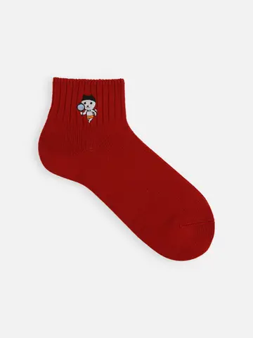 岡山限定 OH!くん刺繍リブベタショートソックス