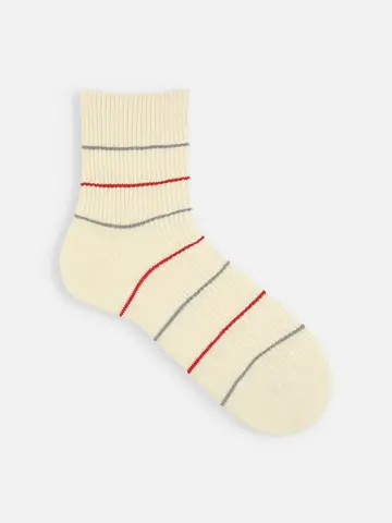 【Tabio MEN】綿麻スラブ細ボーダーロークルー丈ソックス