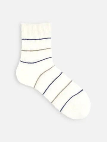 【Tabio MEN】綿麻スラブ細ボーダーロークルー丈ソックス