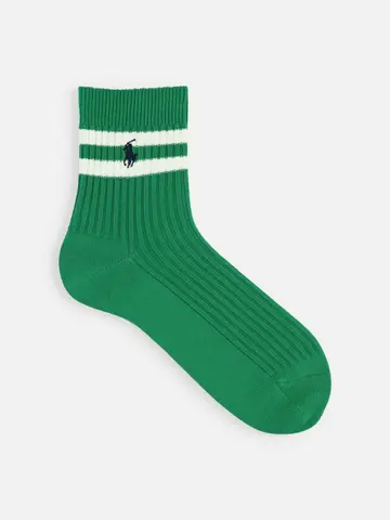 【MEN】POLO ポニー刺繍２本ラインショート丈ソックス