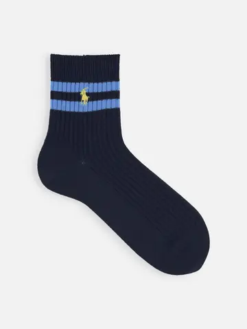 【MEN】POLO ポニー刺繍２本ラインショート丈ソックス