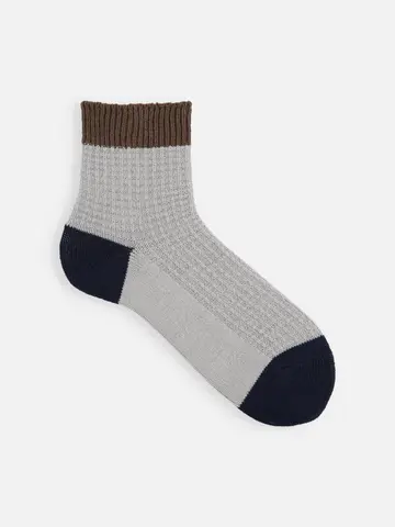 【Tabio MEN】綿麻切替ワッフルショート丈ソックス